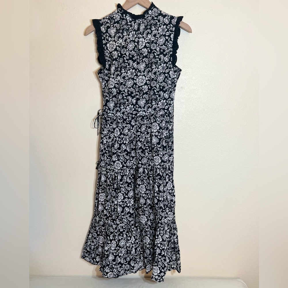 See by Chloe Dress - Women's Small Black White - Floral Midi Designer - Picture 4 of 13